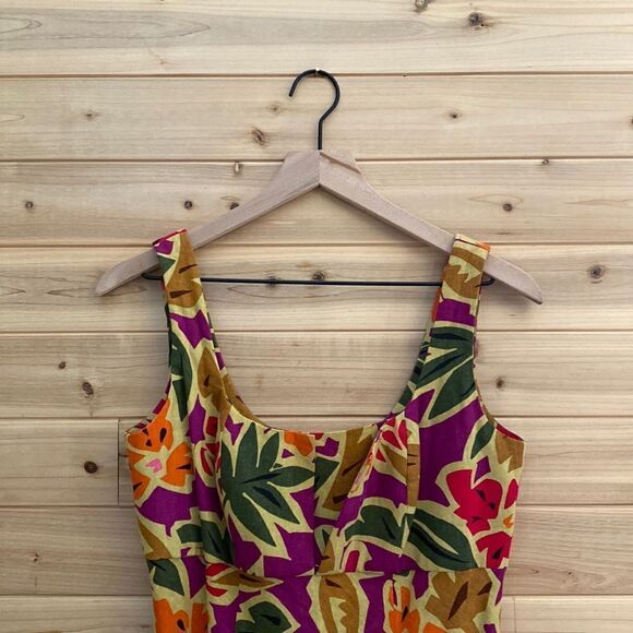 NWT Vintage Talbots Size 6 Linen Rayon Blend Floral Tank Dress Deadstock - Picture 2 of 14